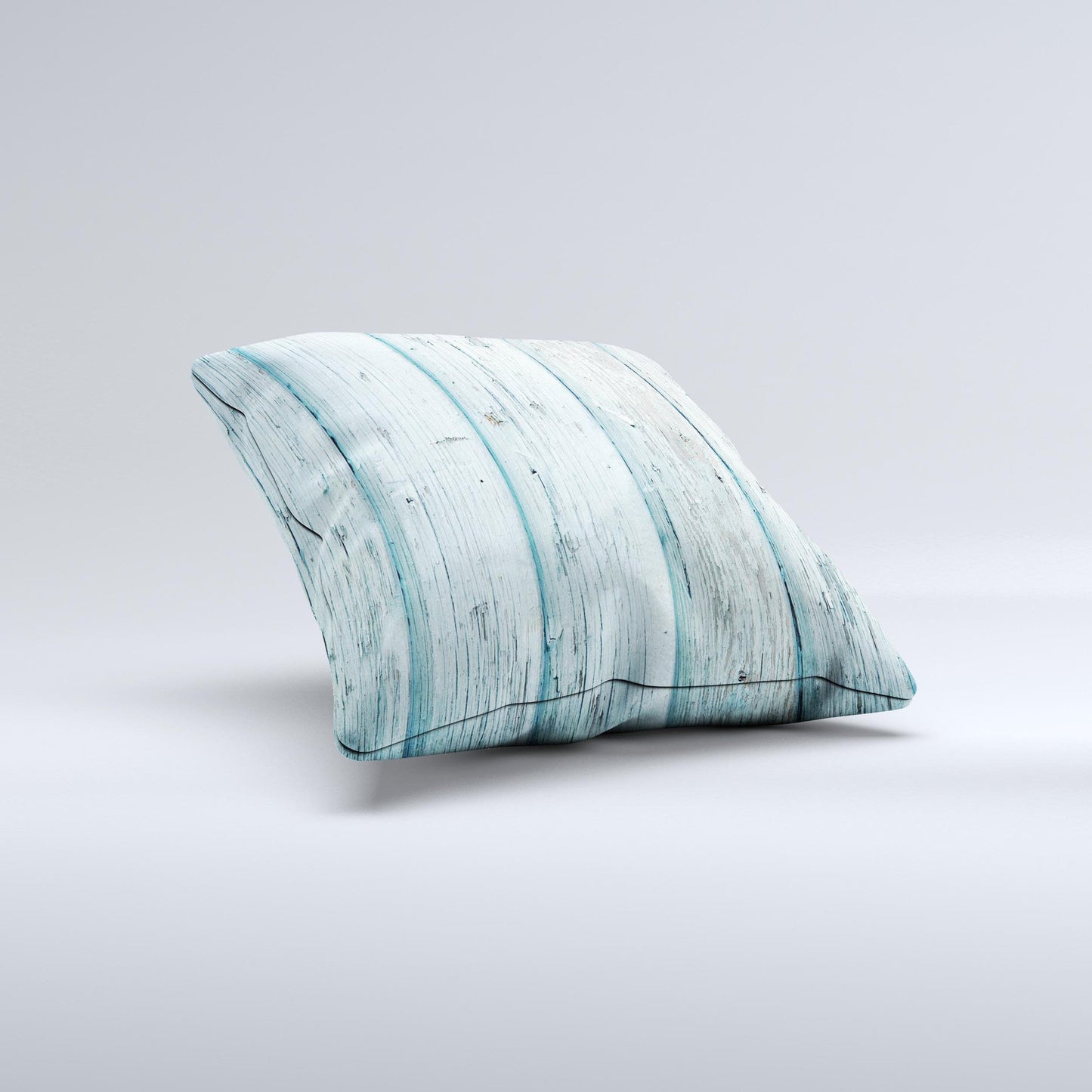 Subtle Blue Vertical Aged Wood Ink-Fuzed Decorative Throw Pillow