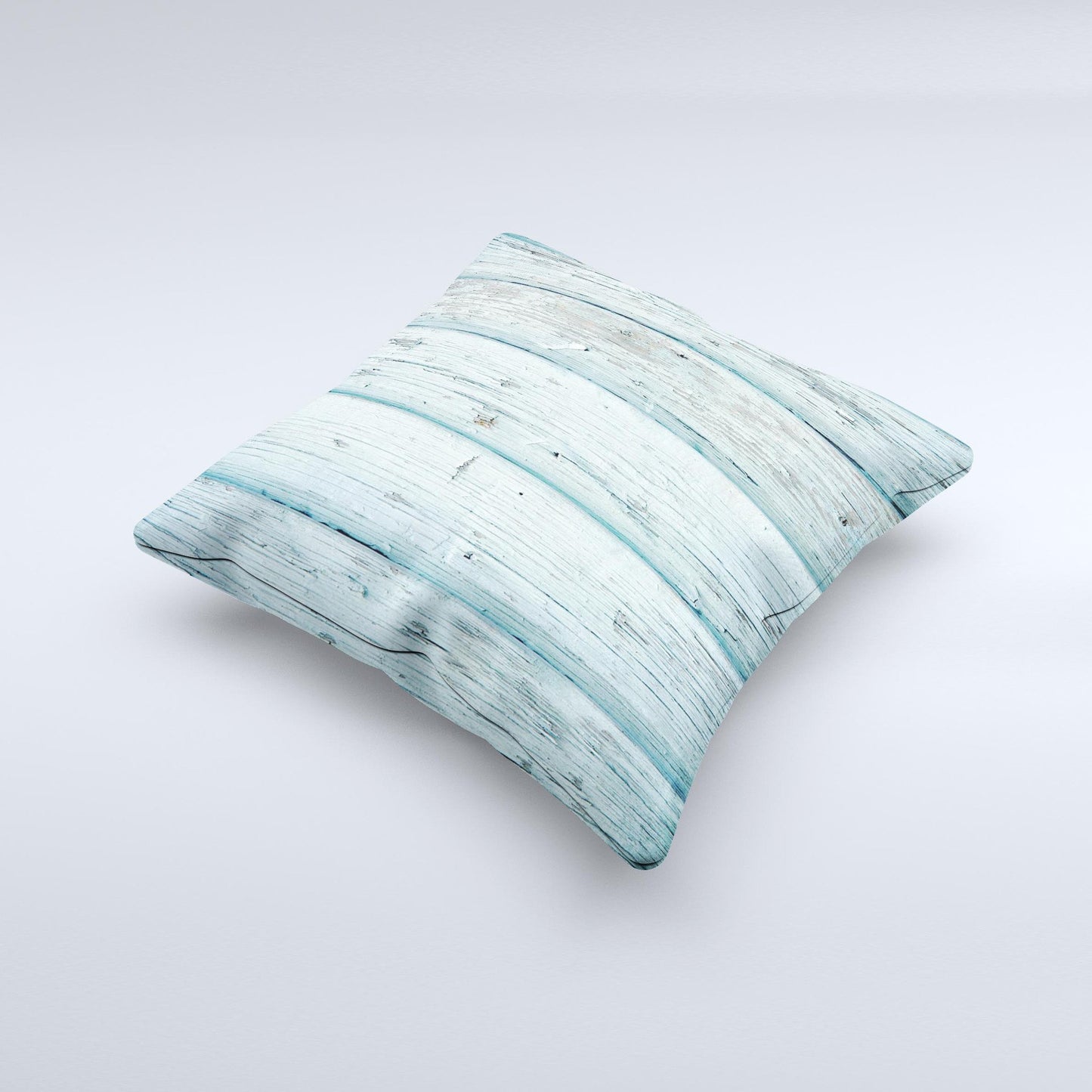 Subtle Blue Vertical Aged Wood Ink-Fuzed Decorative Throw Pillow