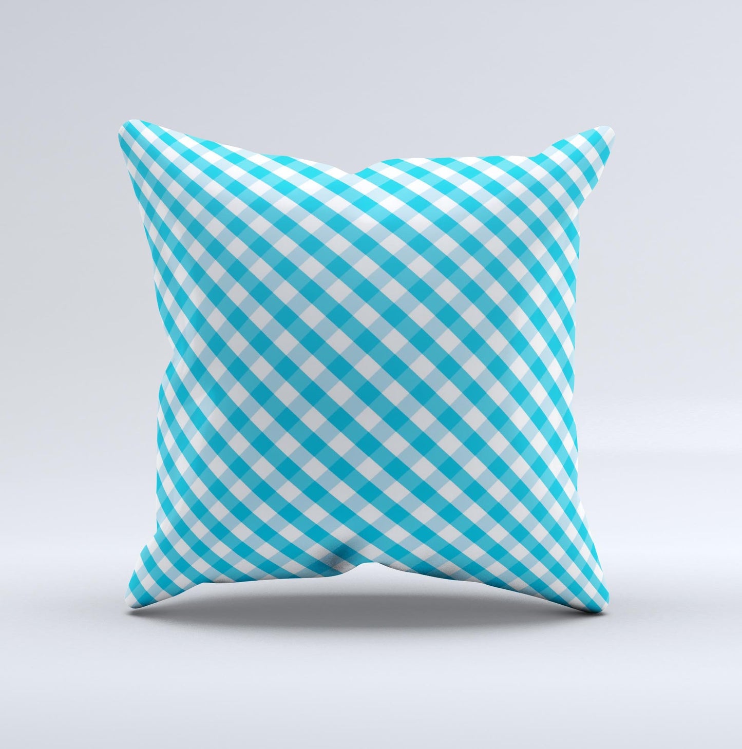 Subtle Blue & White Plaid  Ink-Fuzed Decorative Throw Pillow