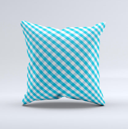 Subtle Blue & White Plaid  Ink-Fuzed Decorative Throw Pillow