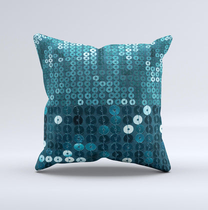 Teal Sequences  Ink-Fuzed Decorative Throw Pillow