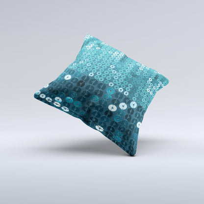 Teal Sequences  Ink-Fuzed Decorative Throw Pillow