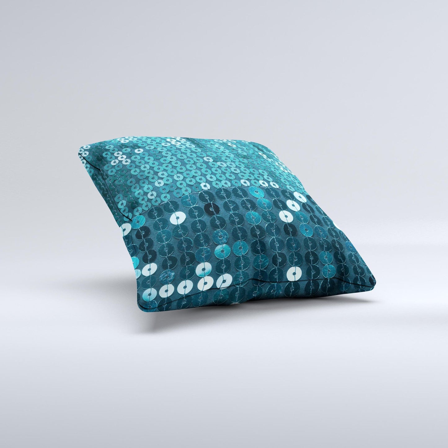 Teal Sequences  Ink-Fuzed Decorative Throw Pillow