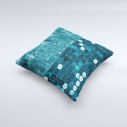 Teal Sequences  Ink-Fuzed Decorative Throw Pillow