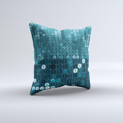 Teal Sequences  Ink-Fuzed Decorative Throw Pillow