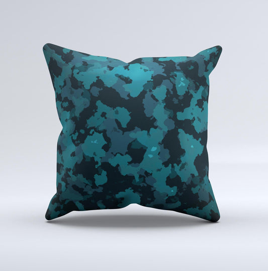 Teal Vector Camo  Ink-Fuzed Decorative Throw Pillow