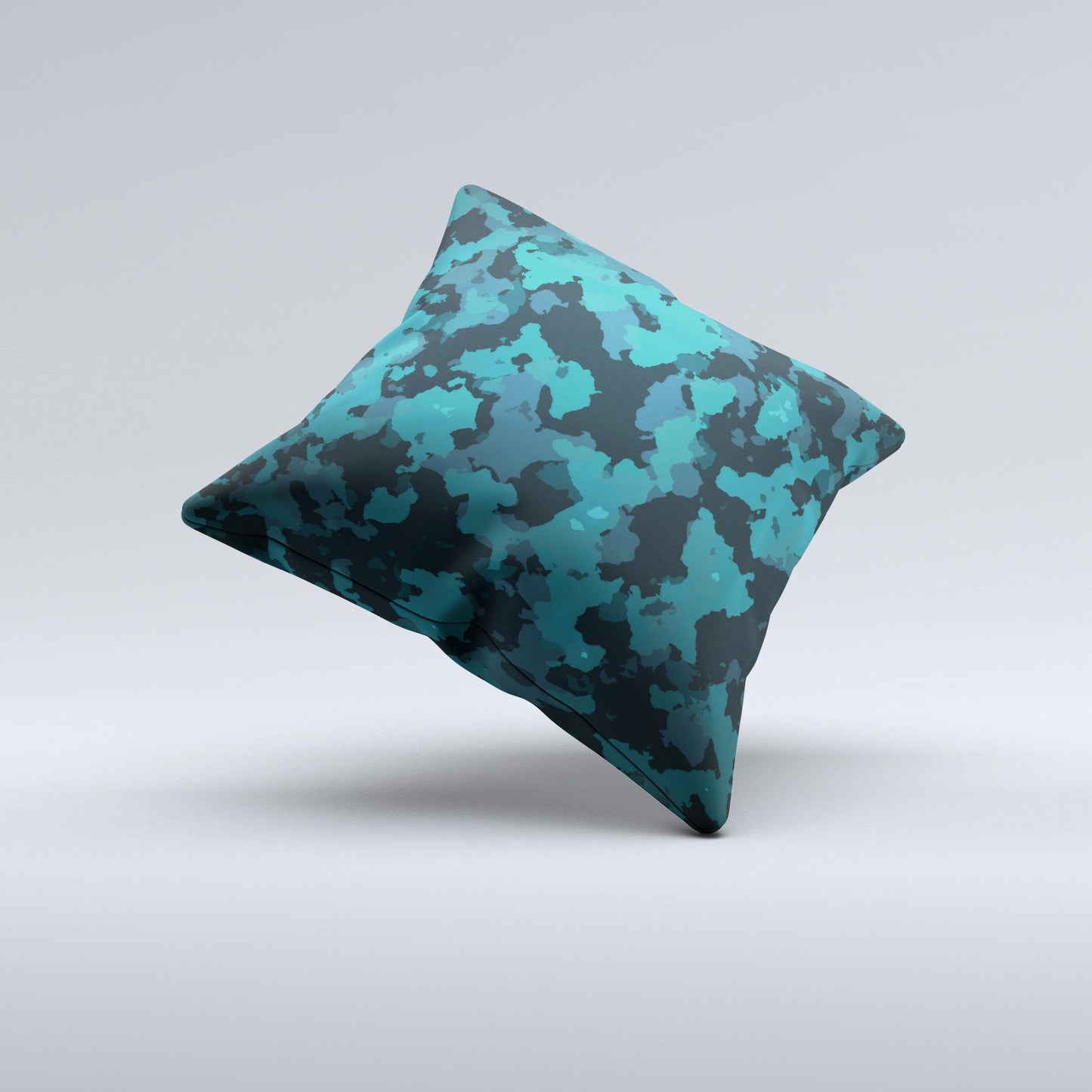 Teal Vector Camo  Ink-Fuzed Decorative Throw Pillow