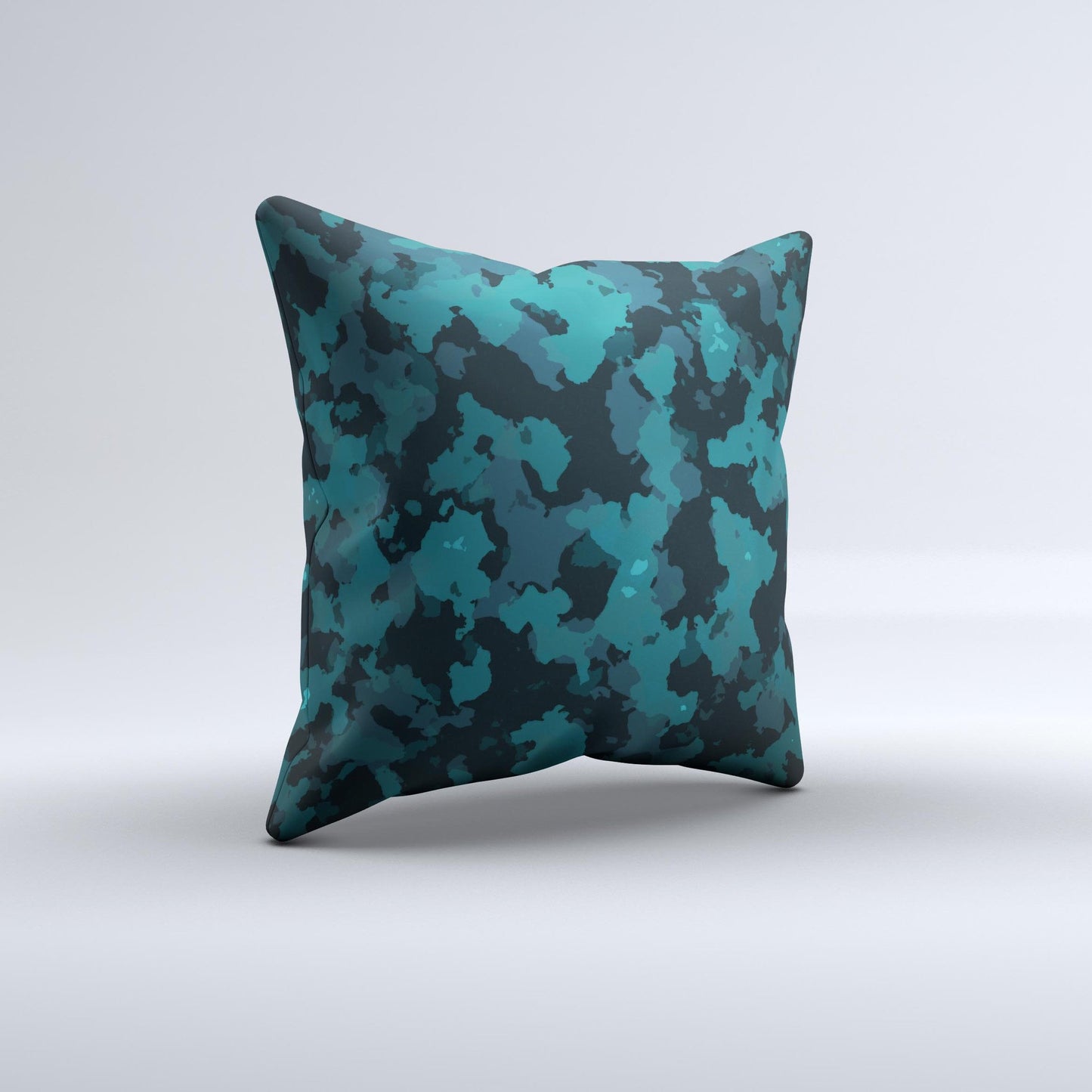 Teal Vector Camo  Ink-Fuzed Decorative Throw Pillow