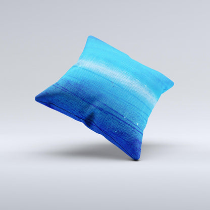 Unbalanced Blue Textile Surface  Ink-Fuzed Decorative Throw Pillow