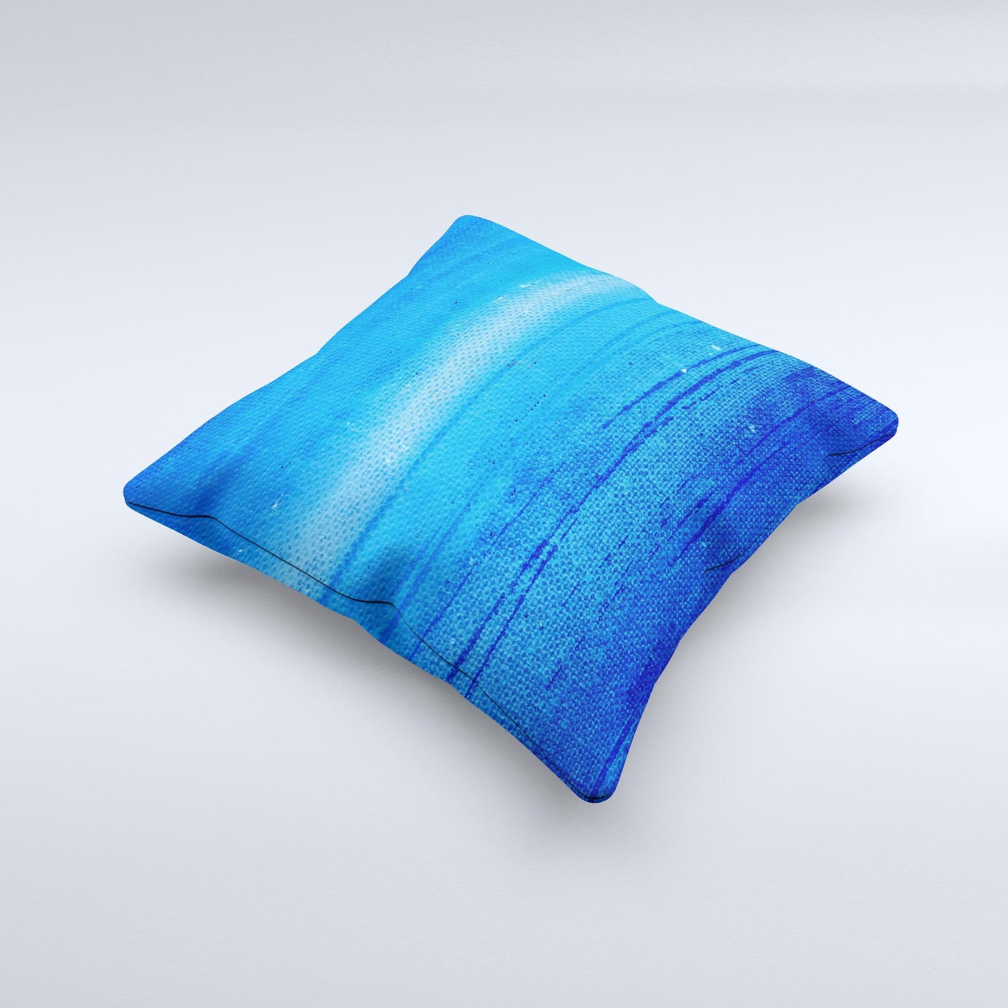 Unbalanced Blue Textile Surface  Ink-Fuzed Decorative Throw Pillow