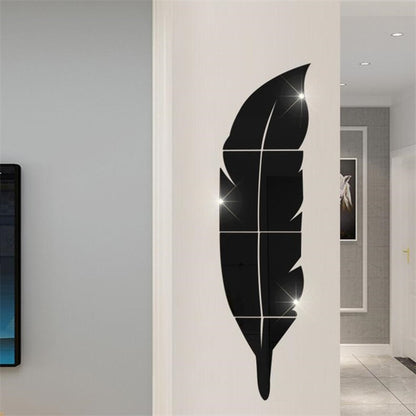 Large Feather 3D Mirror Wall Sticker