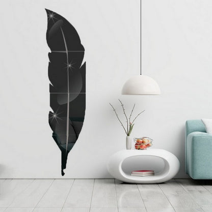 Large Feather 3D Mirror Wall Sticker