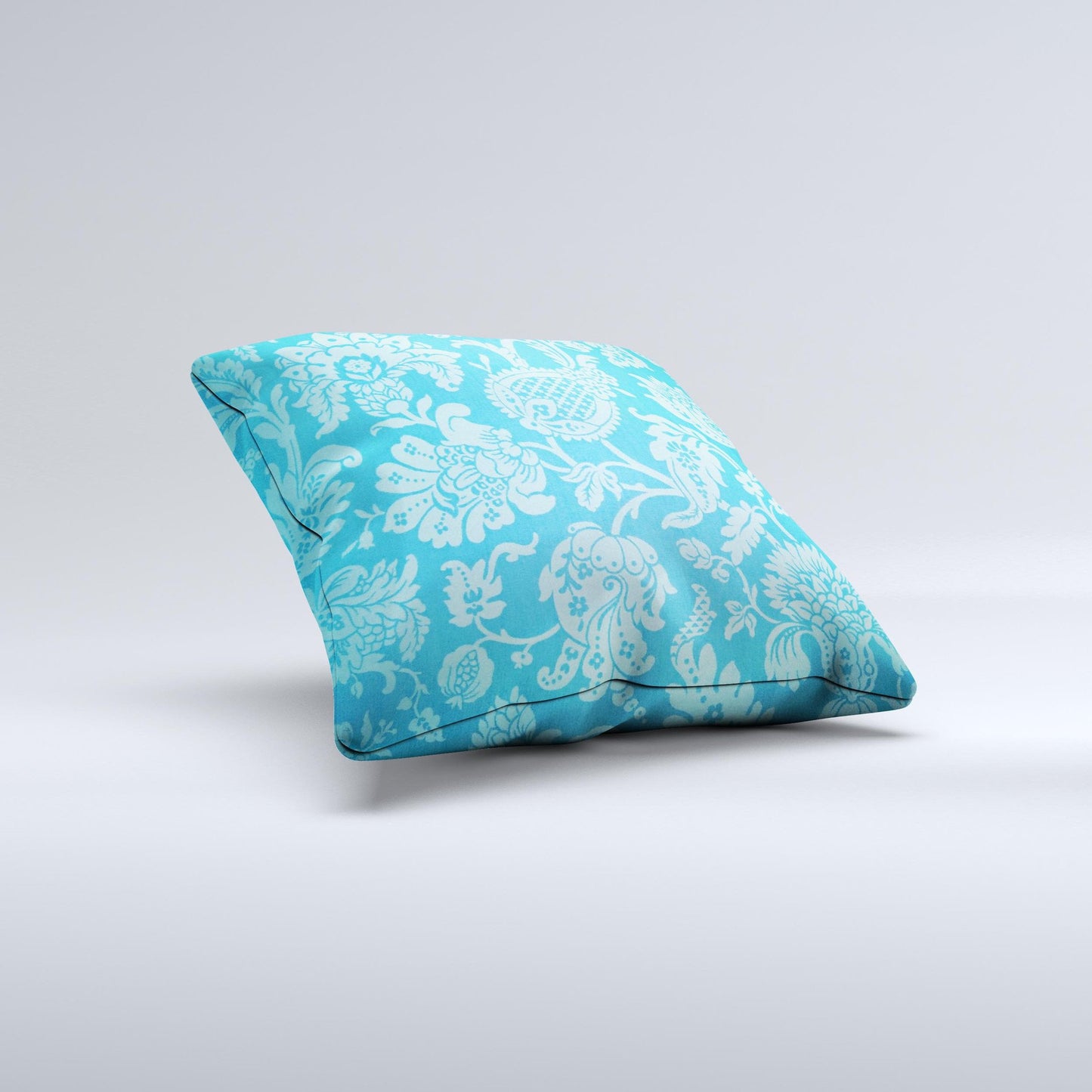 Subtle Blue Floral Lace Pattern Ink-Fuzed Decorative Throw Pillow