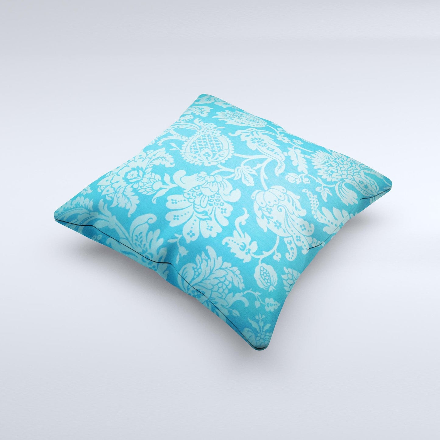 Subtle Blue Floral Lace Pattern Ink-Fuzed Decorative Throw Pillow