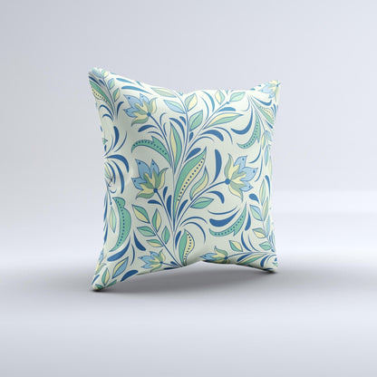 Subtle Green Floral Vector Pattern Ink-Fuzed Decorative Throw Pillow