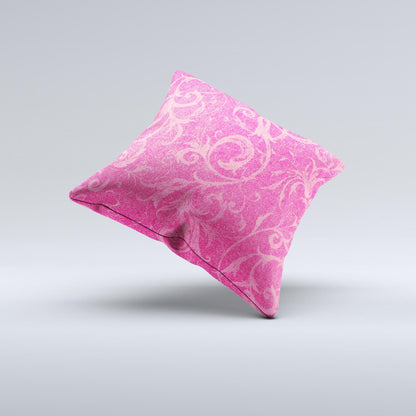 Subtle Pink Floral Laced Ink-Fuzed Decorative Throw Pillow