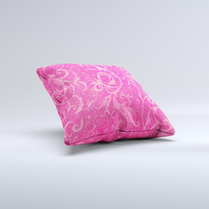 Subtle Pink Floral Laced Ink-Fuzed Decorative Throw Pillow