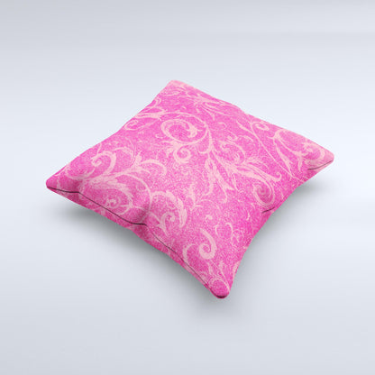 Subtle Pink Floral Laced Ink-Fuzed Decorative Throw Pillow