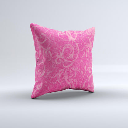 Subtle Pink Floral Laced Ink-Fuzed Decorative Throw Pillow