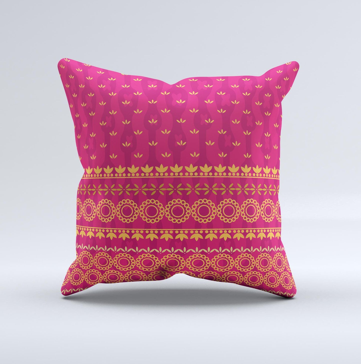 Tall Pink & Orange Vintage Pattern Ink-Fuzed Decorative Throw Pillow