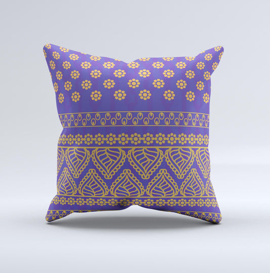 Tall Purple & Orange Vintage Pattern Ink-Fuzed Decorative Throw Pillow