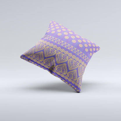 Tall Purple & Orange Vintage Pattern Ink-Fuzed Decorative Throw Pillow