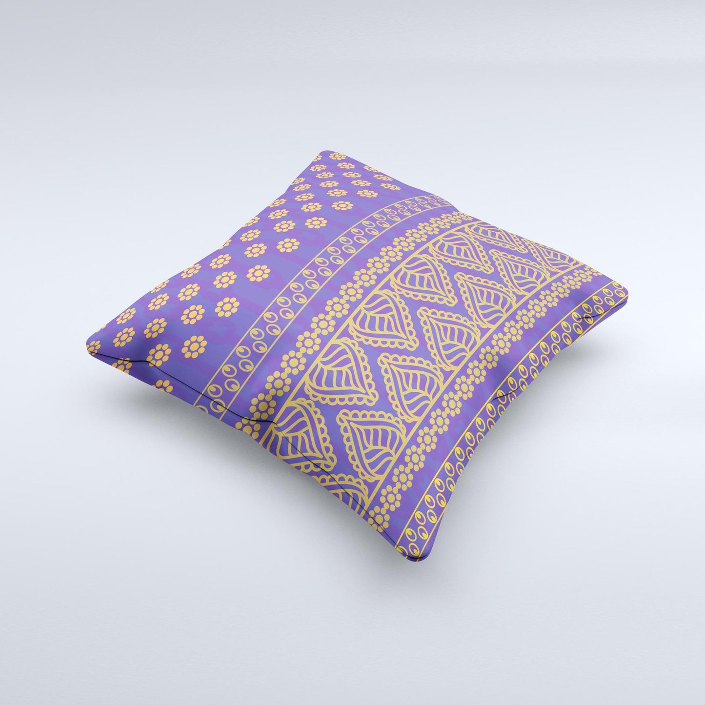 Tall Purple & Orange Vintage Pattern Ink-Fuzed Decorative Throw Pillow