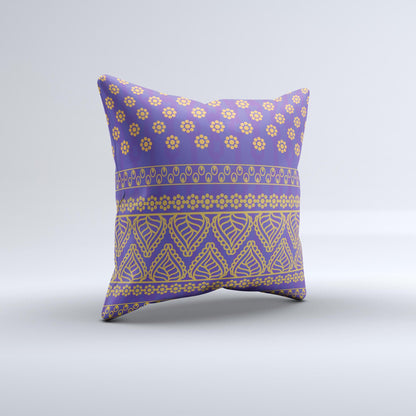 Tall Purple & Orange Vintage Pattern Ink-Fuzed Decorative Throw Pillow