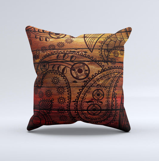 Tattooed WoodGrain Ink-Fuzed Decorative Throw Pillow