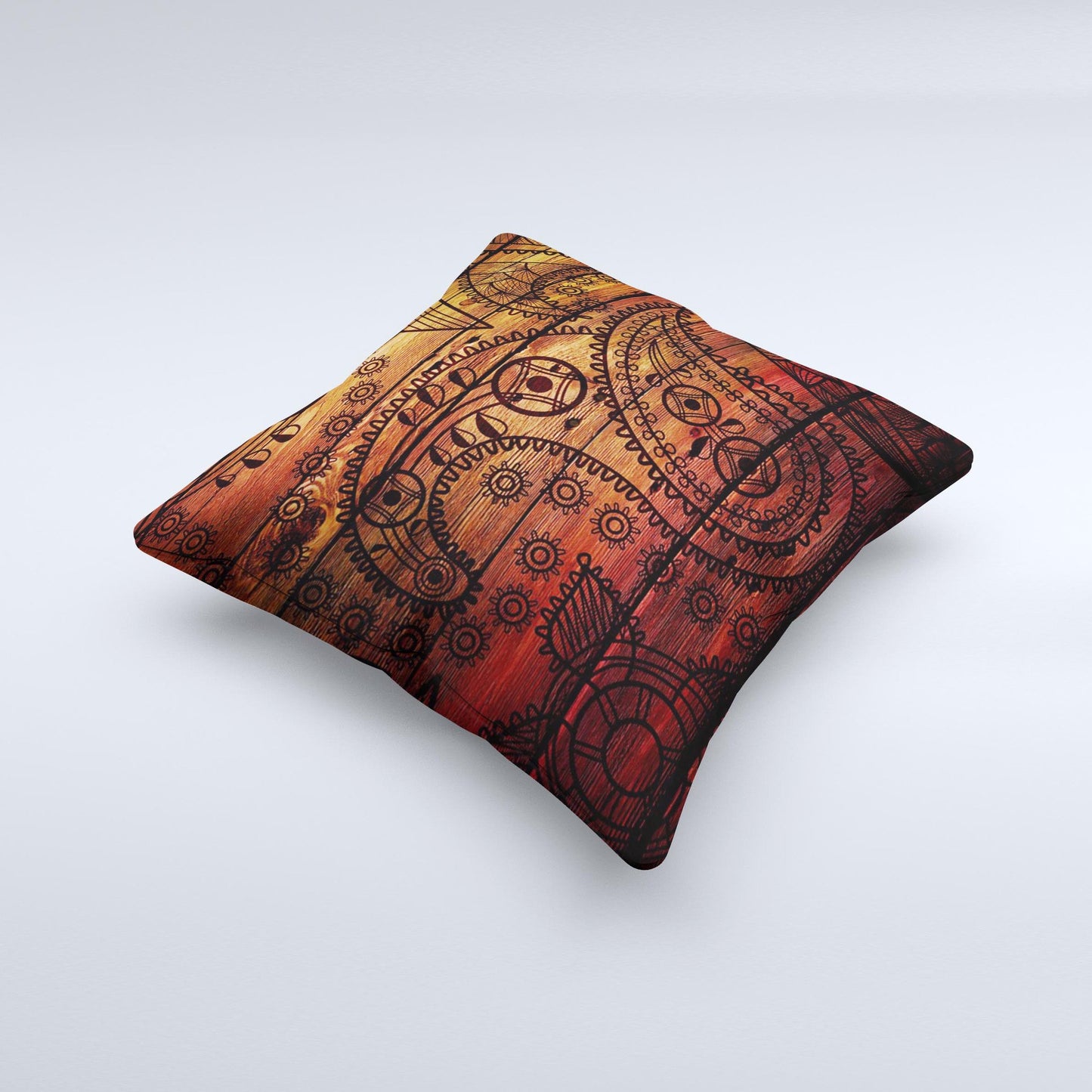 Tattooed WoodGrain Ink-Fuzed Decorative Throw Pillow