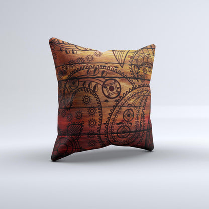 Tattooed WoodGrain Ink-Fuzed Decorative Throw Pillow