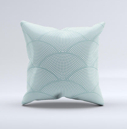 Teal Circle Polka Pattern ink-Fuzed Decorative Throw Pillow