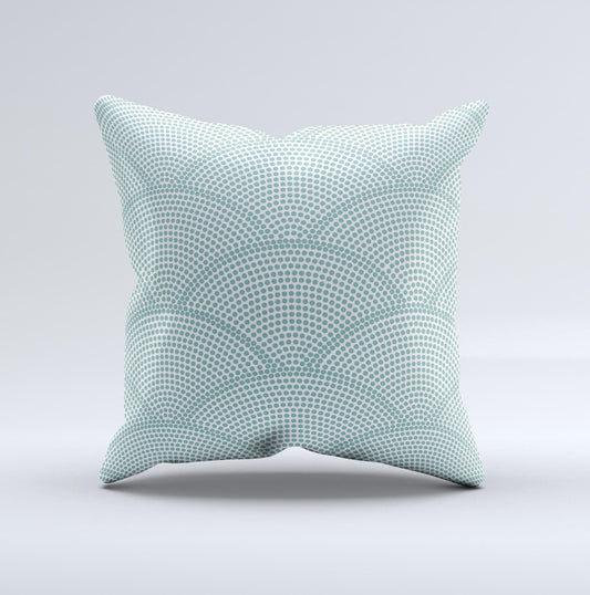 Teal Circle Polka Pattern ink-Fuzed Decorative Throw Pillow