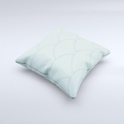 Teal Circle Polka Pattern ink-Fuzed Decorative Throw Pillow