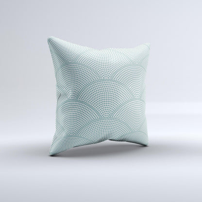 Teal Circle Polka Pattern ink-Fuzed Decorative Throw Pillow