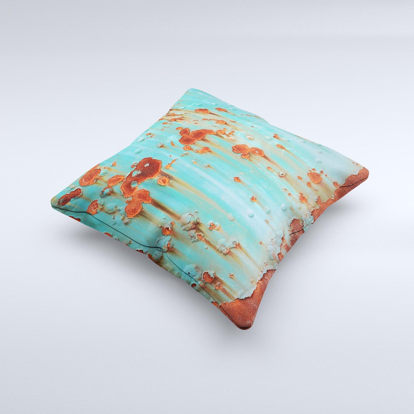 Teal Painted Rustic Metal ink-Fuzed Decorative Throw Pillow