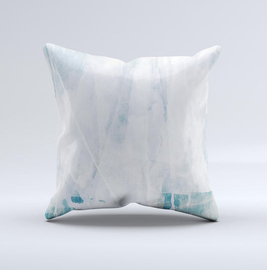 Teal and White WaterColor Panel ink-Fuzed Decorative Throw Pillow