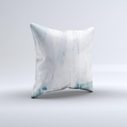 Teal and White WaterColor Panel ink-Fuzed Decorative Throw Pillow