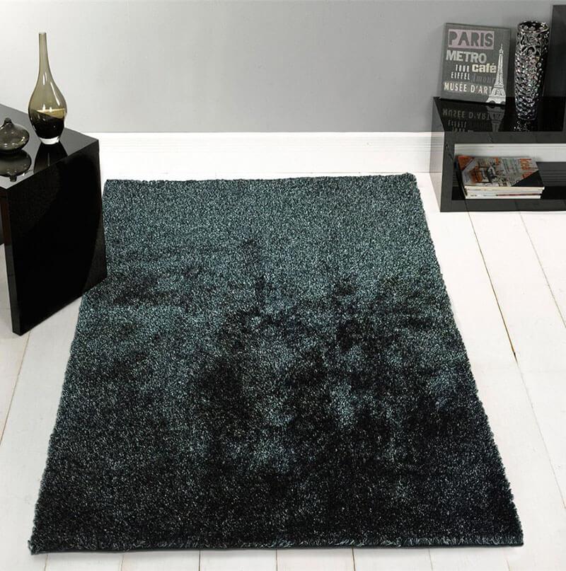 Fuzzy Two Tone Black Ash Area Rug