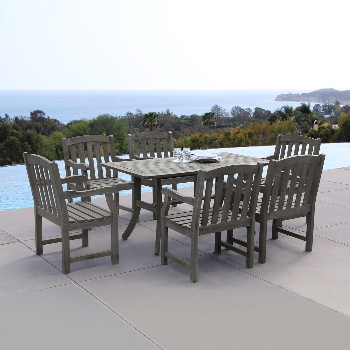 Vifah V1300SET7 Renaissance Rectangular Table and Armchair Outdoor