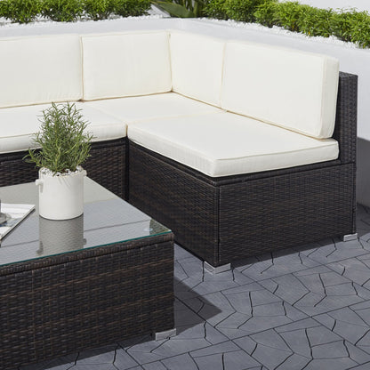 Vifah Venice 7-piece Classic Outdoor Wicker Sectional Sofa with Seat