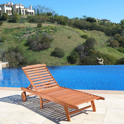 Malibu Single Outdoor Wood Chaise Lounge