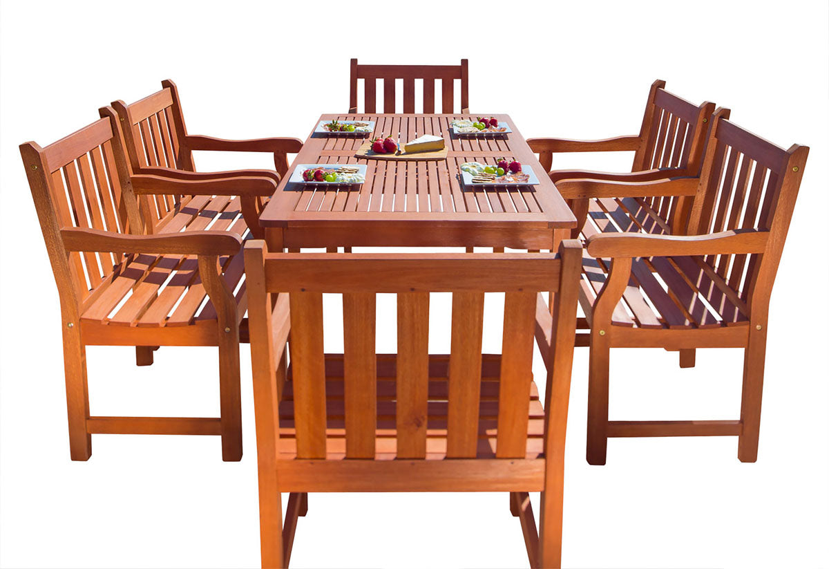 Vifah Malibu Outdoor 7-Piece Wood Patio Dining Set