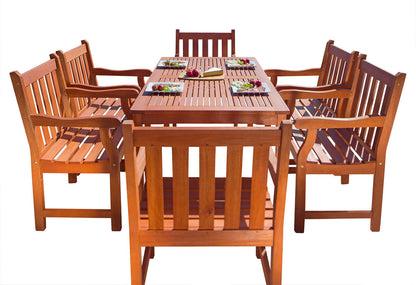 Vifah Malibu Outdoor 7-Piece Wood Patio Dining Set