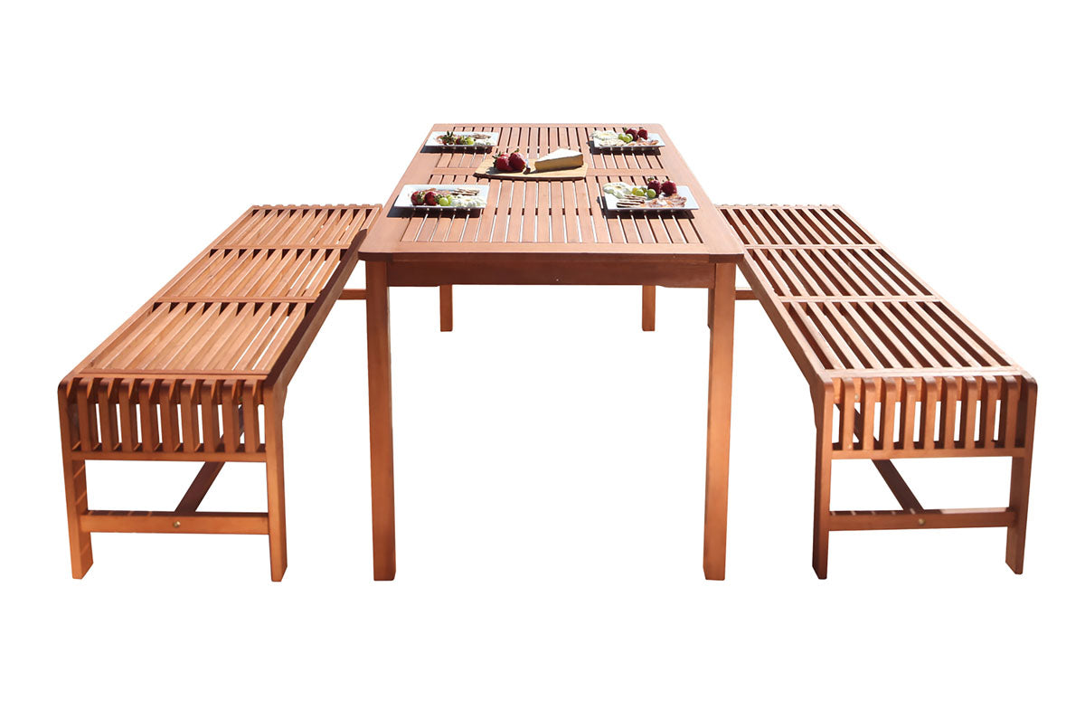 Vifah Malibu V98SET5 Eco-Friendly 3 Piece Wood Outdoor Dining Set with