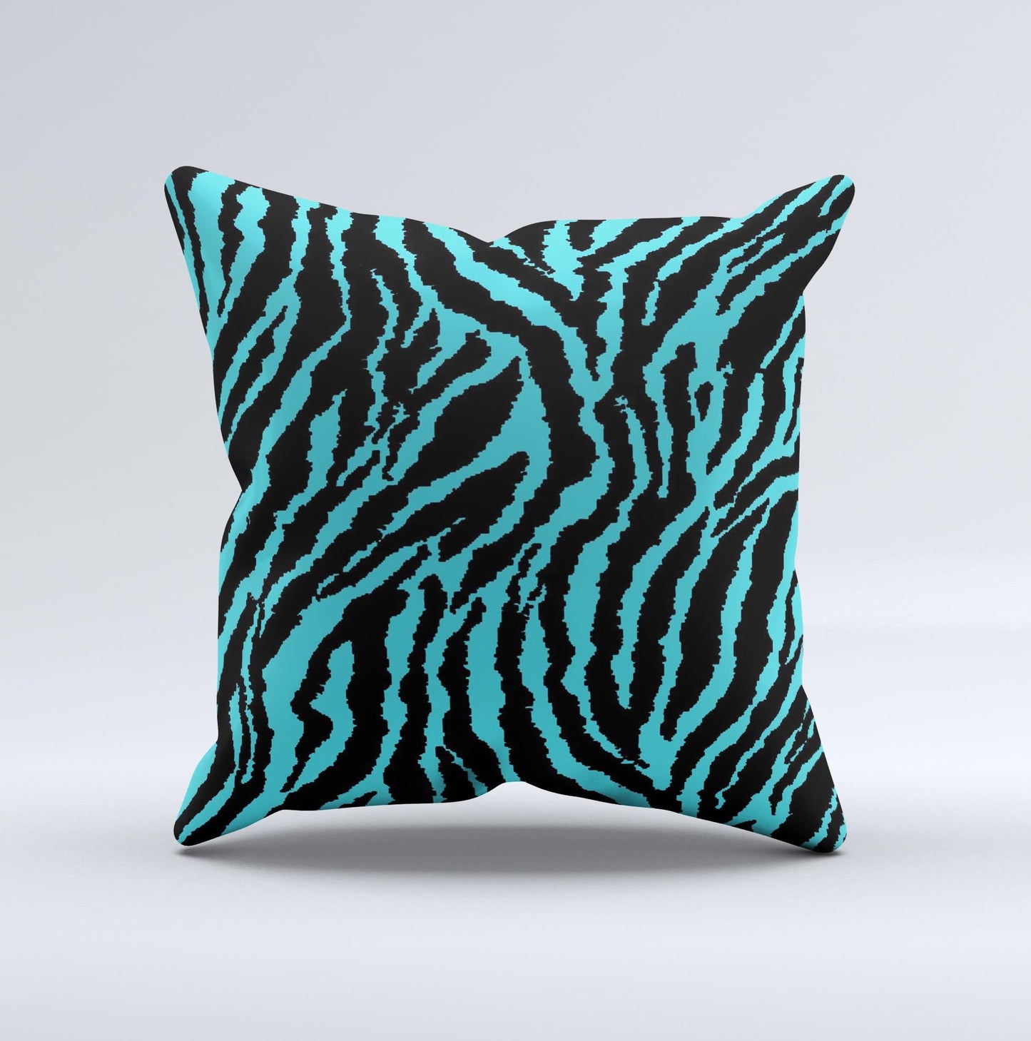 Vector Teal Zebra Print Ink-Fuzed Decorative Throw Pillow