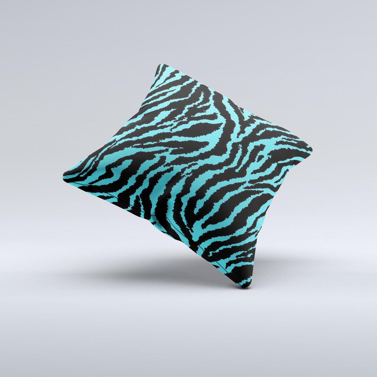 Vector Teal Zebra Print Ink-Fuzed Decorative Throw Pillow