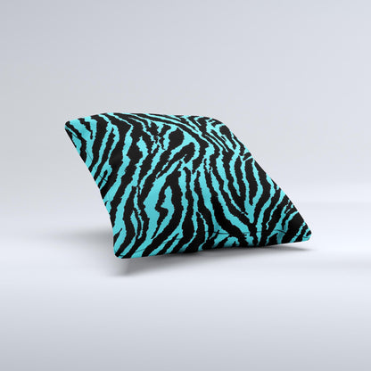 Vector Teal Zebra Print Ink-Fuzed Decorative Throw Pillow