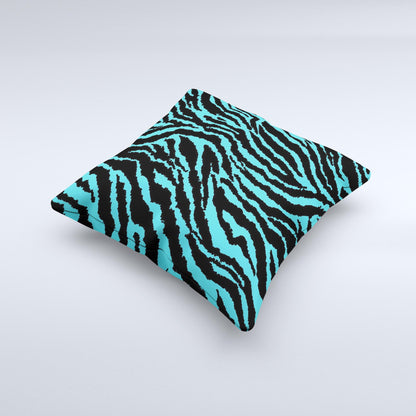 Vector Teal Zebra Print Ink-Fuzed Decorative Throw Pillow