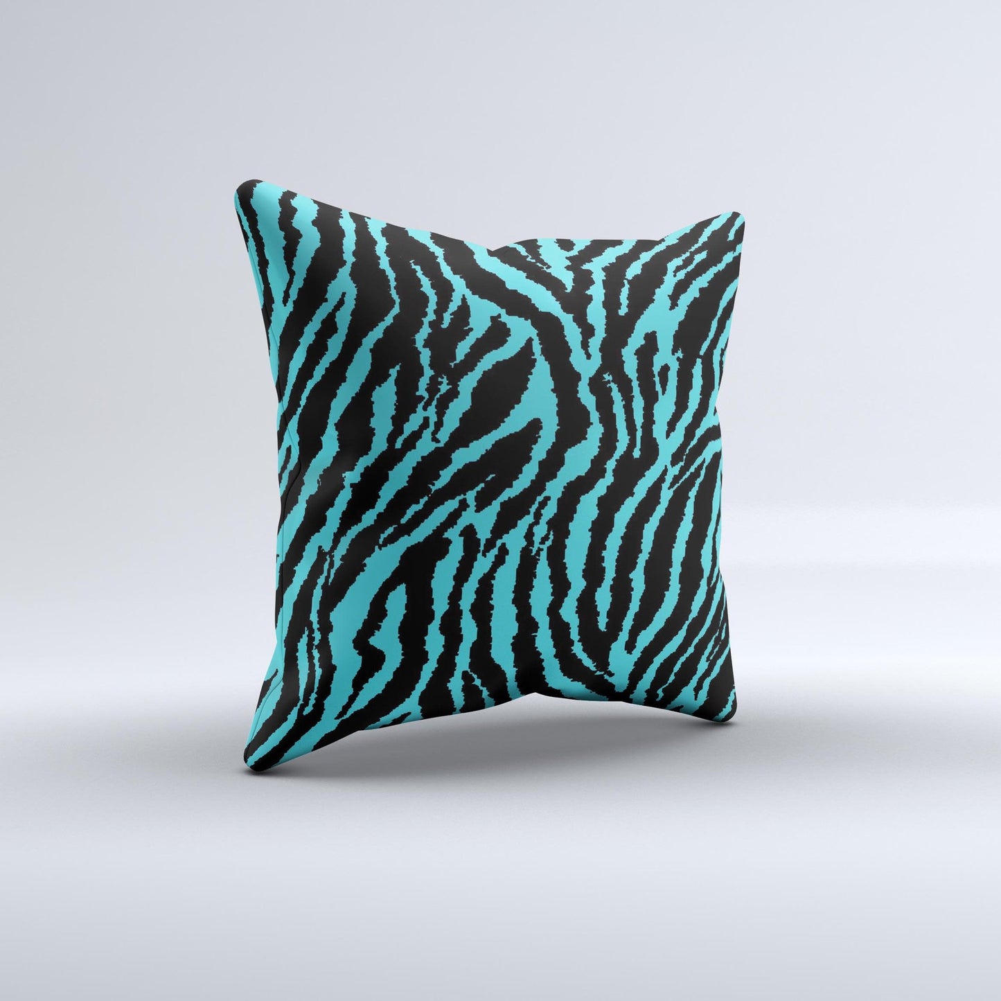 Vector Teal Zebra Print Ink-Fuzed Decorative Throw Pillow